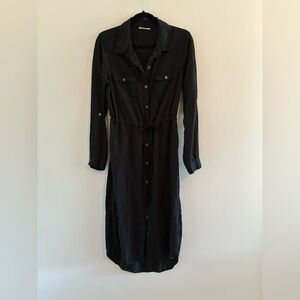 Lovestitch Black Drawstring Waist Shirt Dress